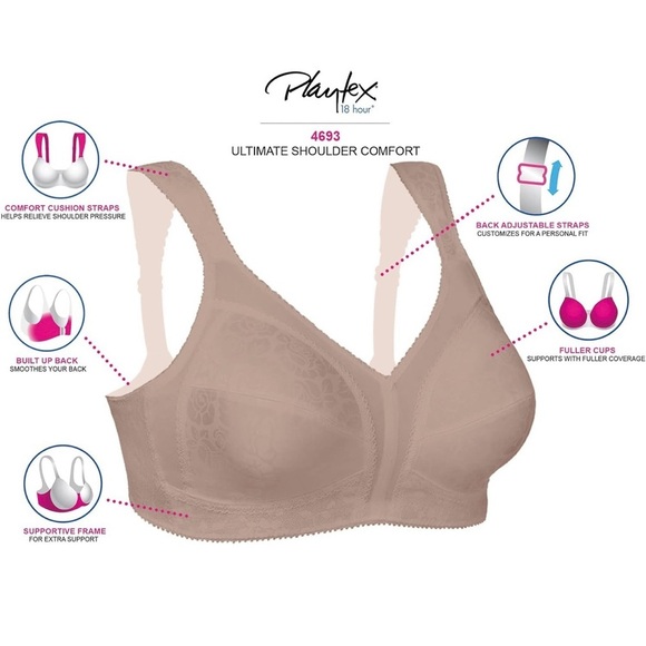 NWOT, Playtex, 18 Hour Ultimate Lift & Support Bra – Size 38D – White - Picture 4 of 9